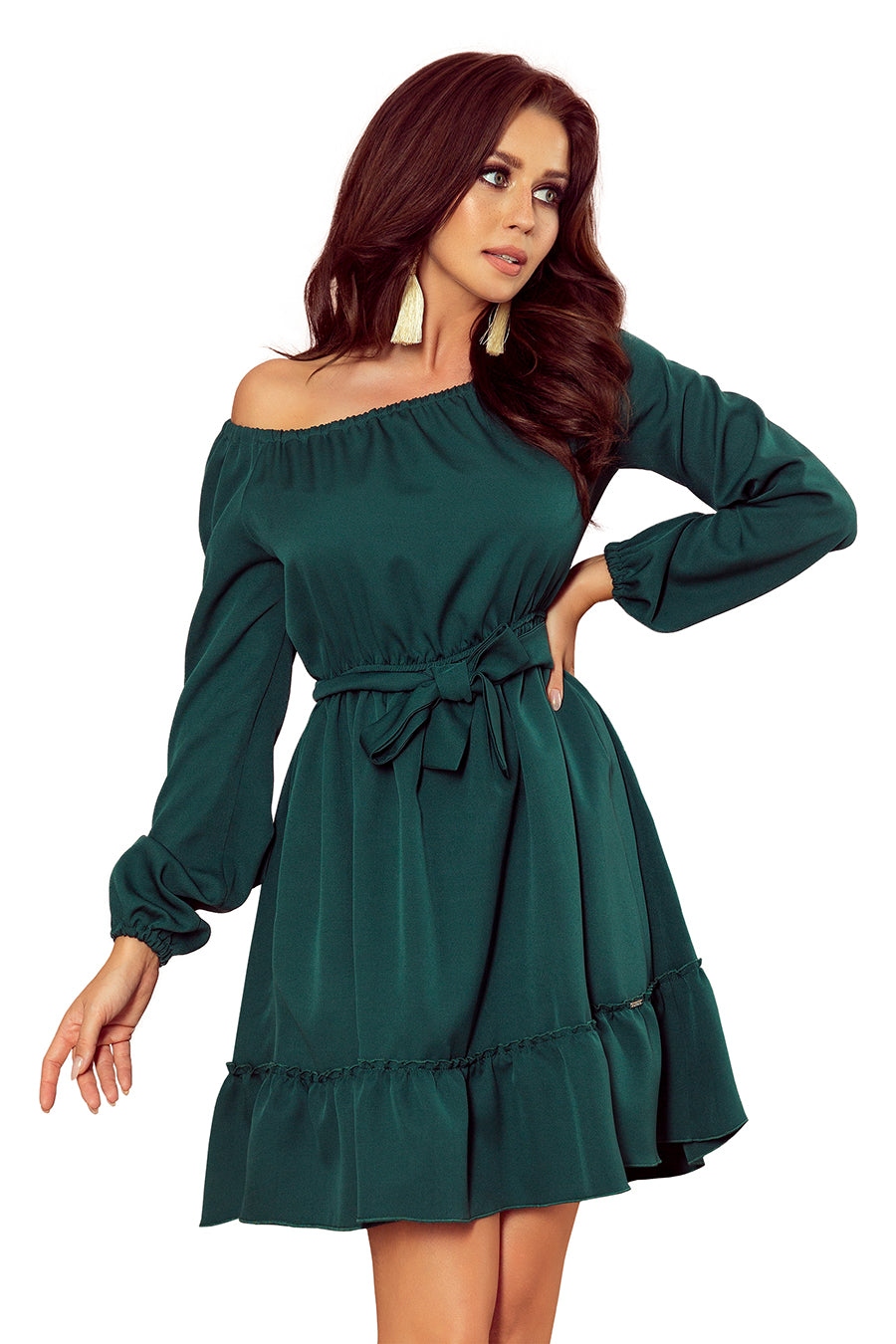 13547-8-265-1 DAISY Sukienka z falbankami - ZIELONA-8