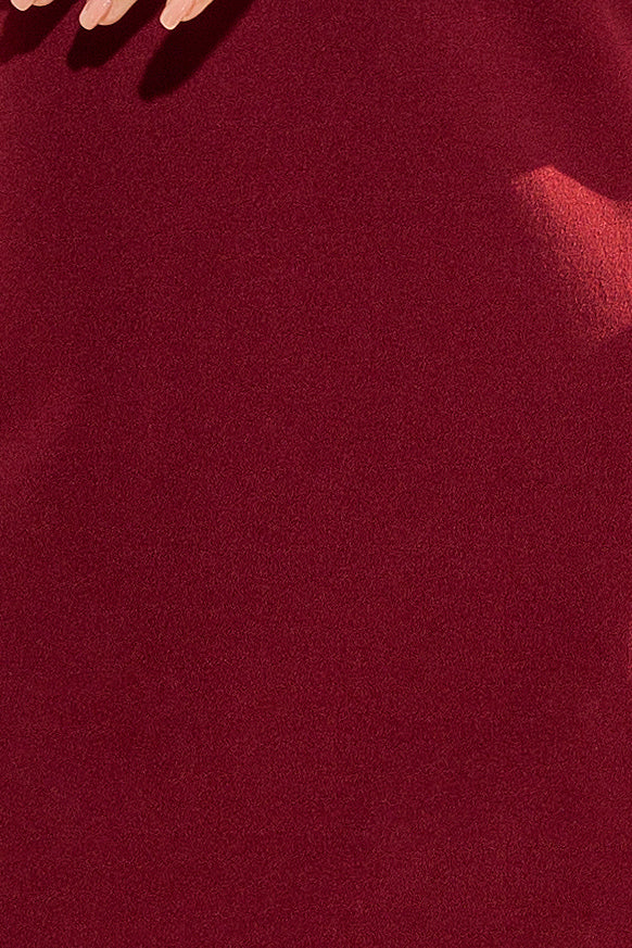17785-6-190-8 MARGARET sukienka z koronką na rękawkach - BORDOWA-6